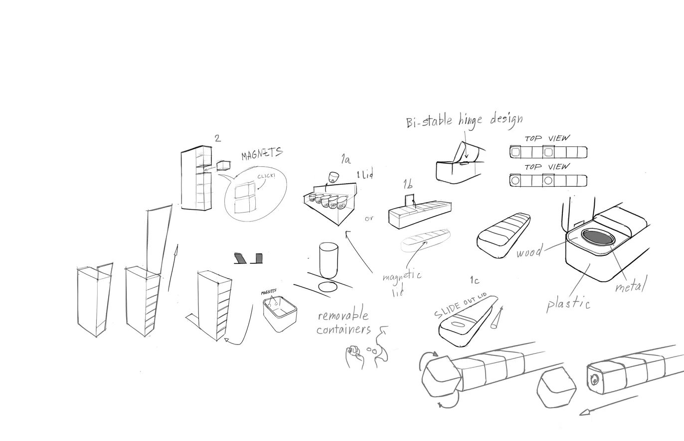 pill organizer ideation sketches